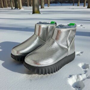 New Free People 4CCCCEES Throw & Go Ankle Boots Waffo Silver Leather EU 36 US 6